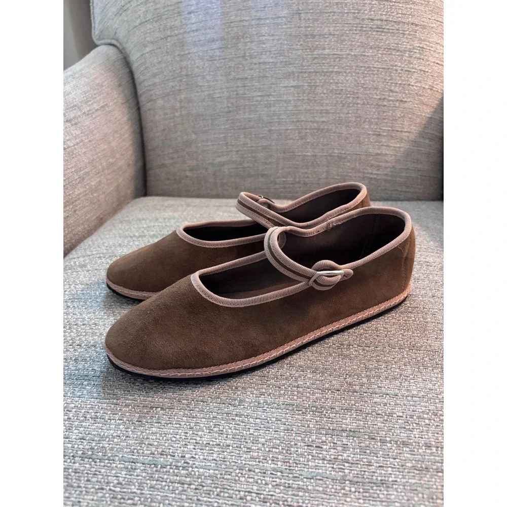 Vibi‎ Venezia Brown Mary Jane Furlane Venetian Flats Shoes Torcello Size 37 US 7